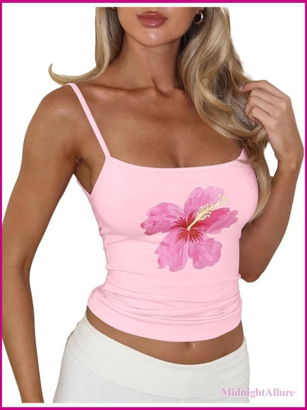 Y2k Floral Square Neck Crop Tank Top Spaghetti Strap Cami Summer Outfit